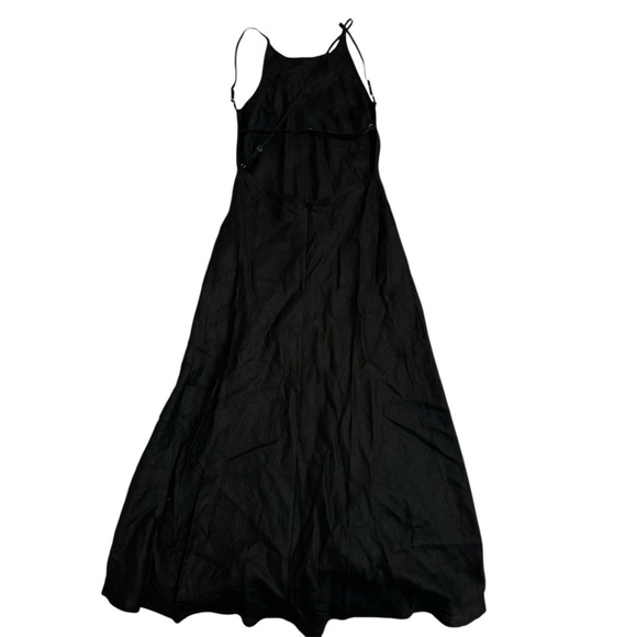 NWT VRG GRL Opal Linen Maxi Dress Womens 10 Black Open Back Strappy Asymmetrical - Picture 6 of 8